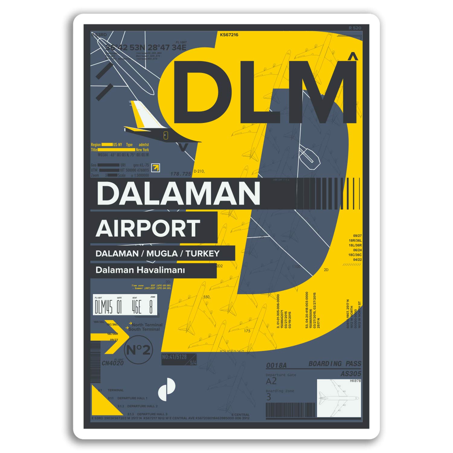 2 x 10cm Dalaman Airport Vinyl Stickers - Turkey Sticker Laptop Luggage #17382 (10cm Tall)