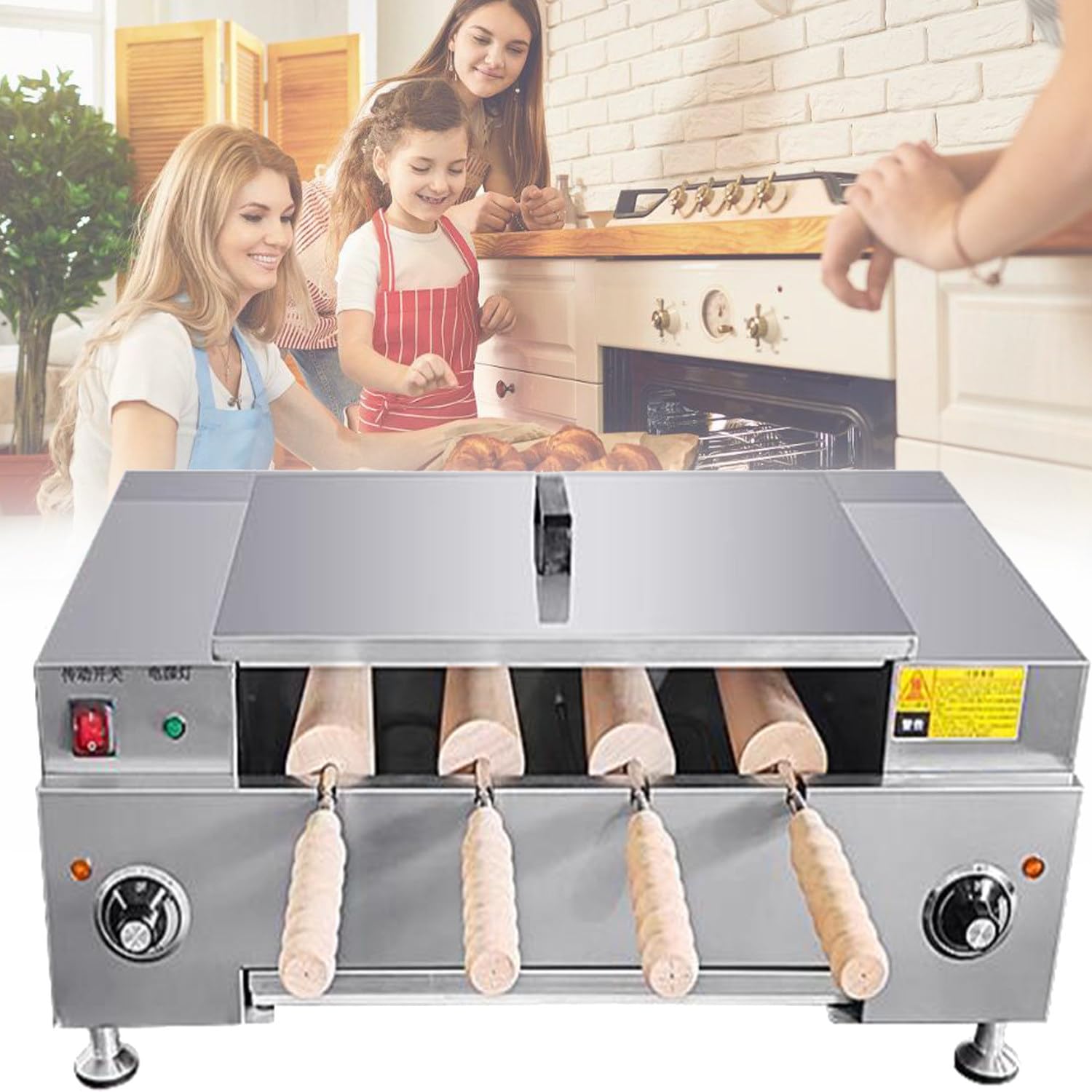 ZHJOPP Electric Chimney Waffle Maker, Ice Cream Cone Grill Maker, Commercial Oven Machine for Restaurant, Home Kitchen Snack Bar (Knob)