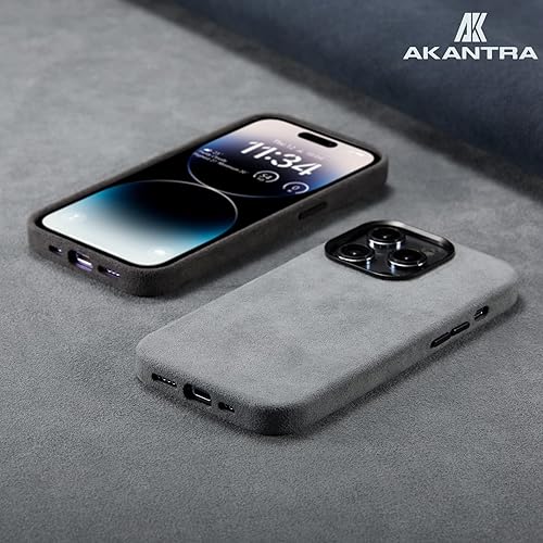 Miniatura 6 de Alcantara - Funda para Apple iPhone 14 Series, hecha a mano, totalmente envuelta, de gamuza sintética, compatible con carga inalámbrica Magsafe