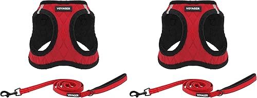 Miniatura 8 de Voyager de Best Pet Supplies - Arnés de felpa suave pperro, arnés de chaleco y correa reflectante de 5 pies con mango de neopreno para perros