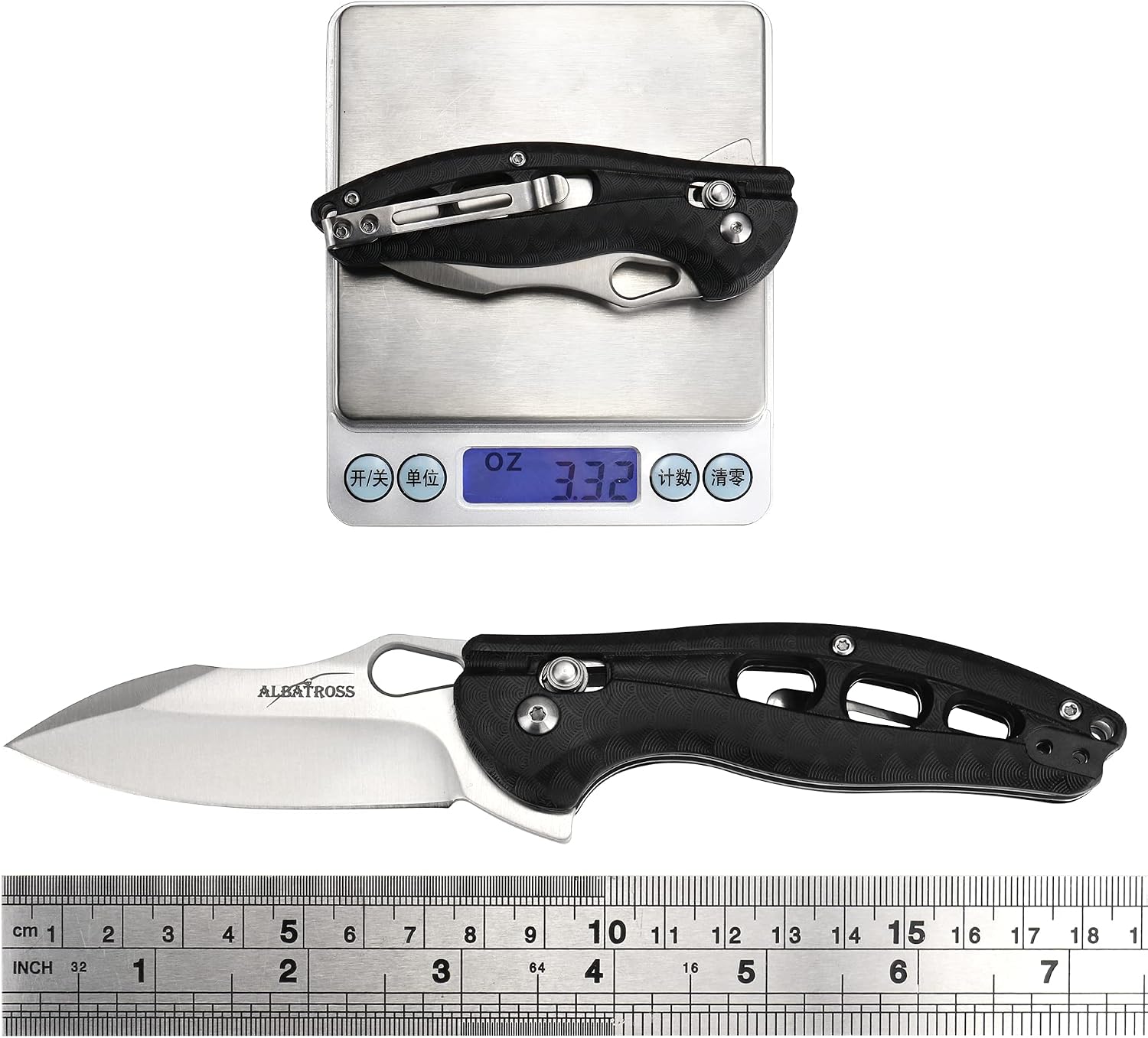 ALBATROSS 7.25" EDC Axis Lock Ball Bearing Assisted Opening Folding Pocket Knife with Satin Blade FRN Handle FK036SC-BK