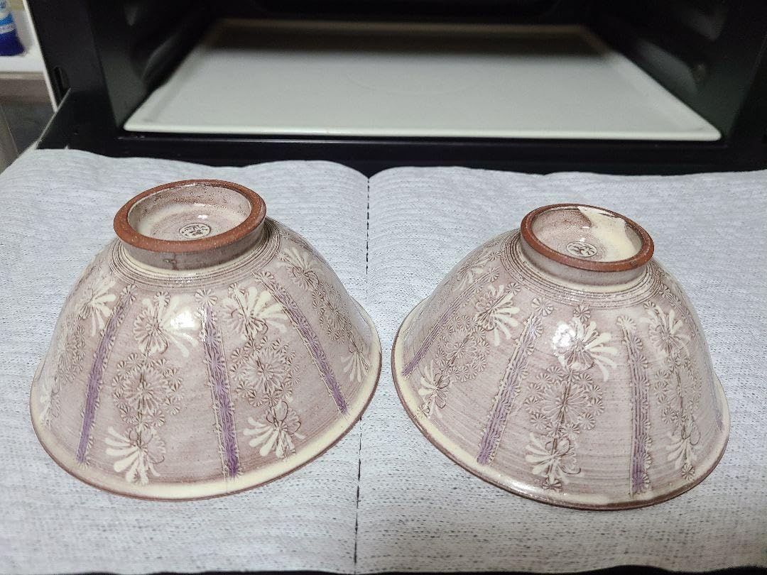 Amazon.co.jp: 森里陶楽 紫三島 紫彩花紋 夫婦茶碗 : ホーム＆キッチン