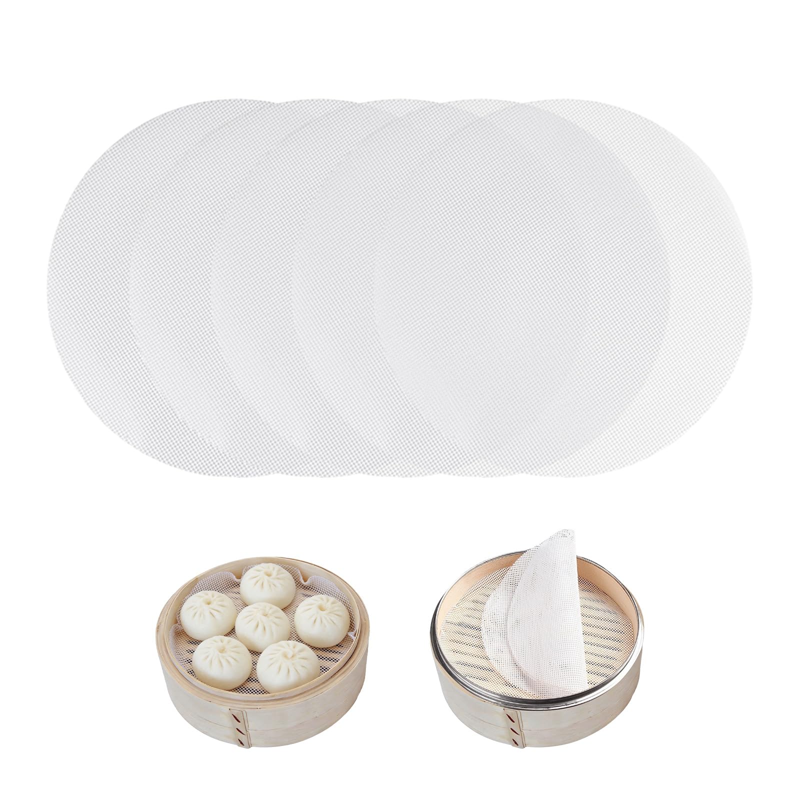 PureSphere 5 Pack 8 Inch Round Silicone Steamer Mats Non-Stick Liners