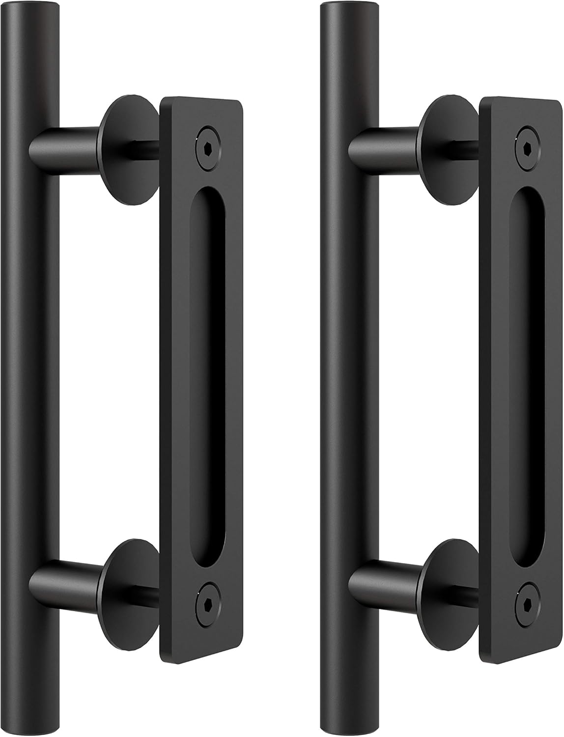 FaithLand 12" Heavy Duty Pull and Flush Door Handle Set in