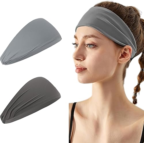 CÉLLOT 2 diademas deportivas unisex para adultos, absorben la humedad, para correr, ciclismo, fútbol, yoga, para mujeres y hombres, color gris