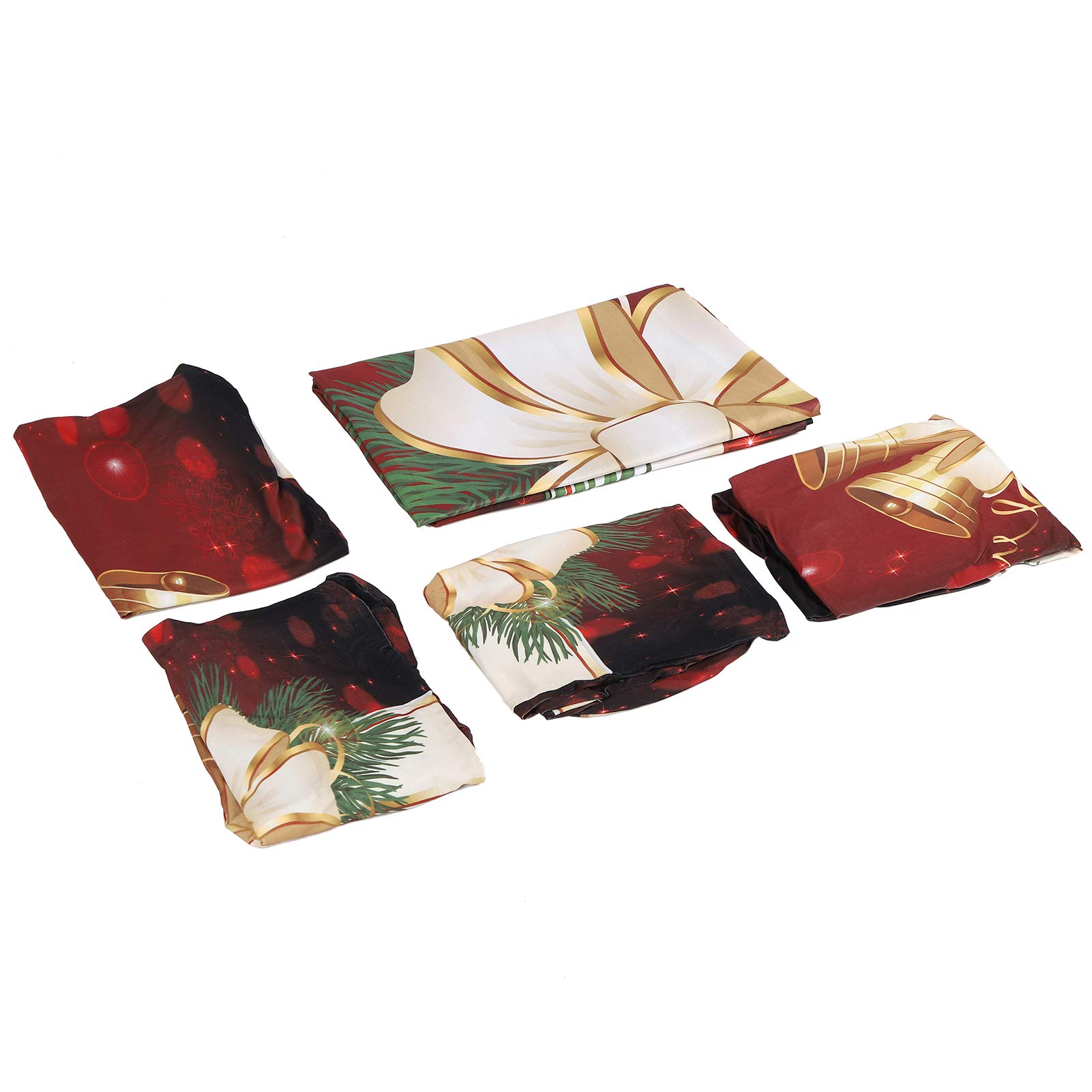 Paquete de 4 Fundas Navideñas para Sillas de Comedor con Mantel, Fundas Traseras Navideñas para Sillas de Regalo para Navidad, Vacaciones, Casa, Bar, Restaurante(140x140cm-estilo Campana)