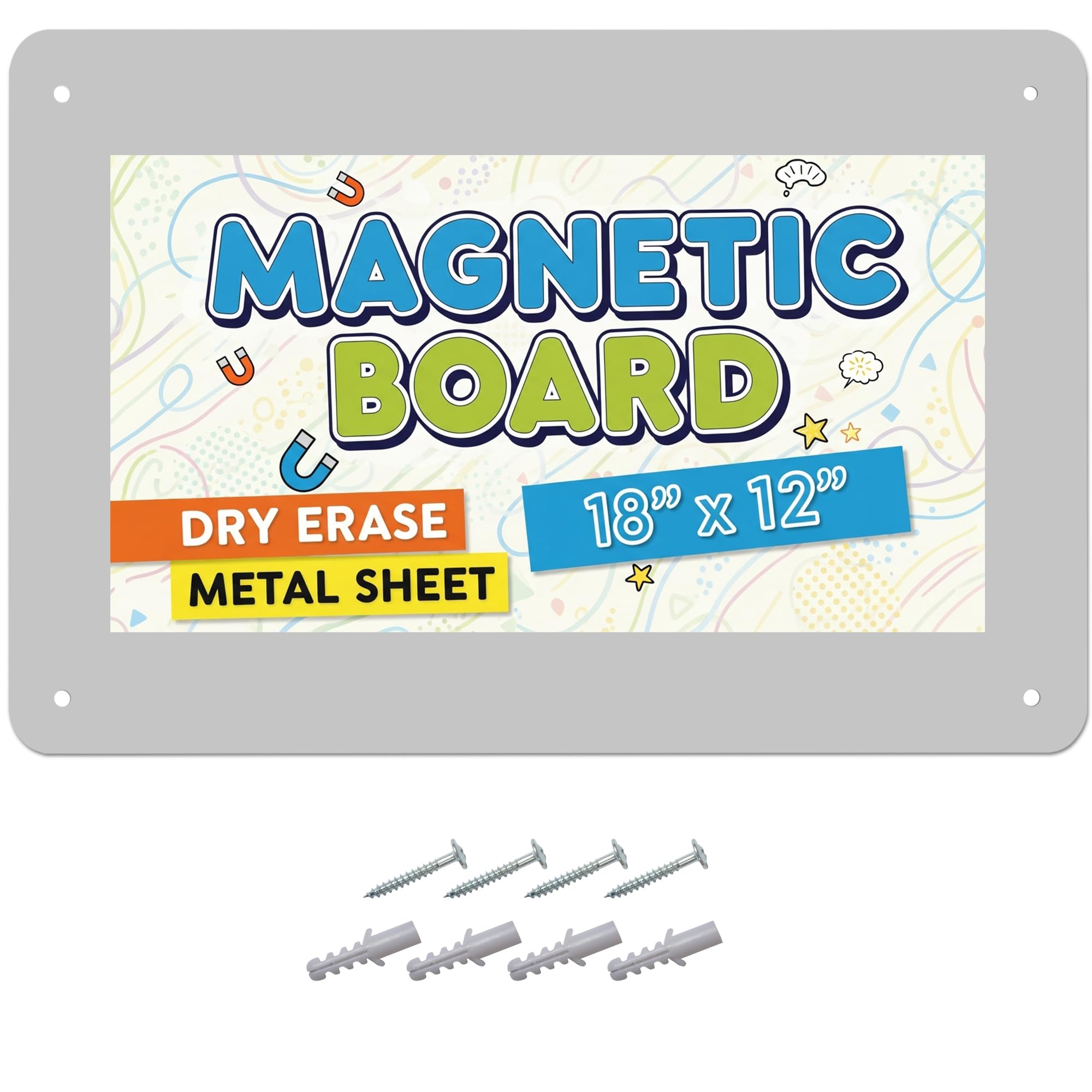 Houseables Magnetic Board, Magnet Board for Wall, Metal Sheets for Magnets, Kids, Bulletin, Hanging, Memo, Plate, Souvenir, Large Display Panel, Photo