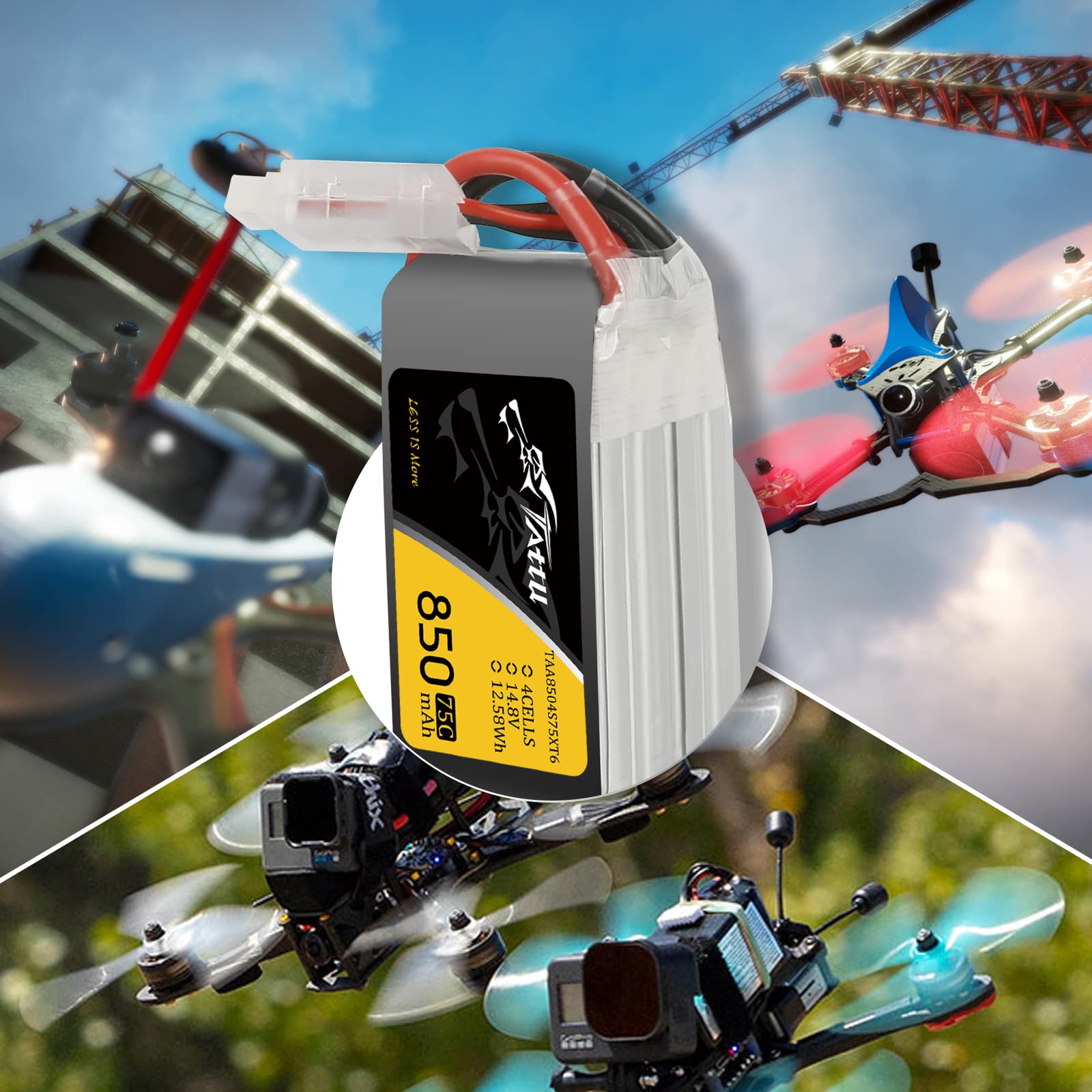 Tattu 4S Lipo RC akumulator 850 mAh 75C 14,8 V Softcase akumulator z wtyczką XT60 do FPV Quadcopter Mini Drone Aeroplane