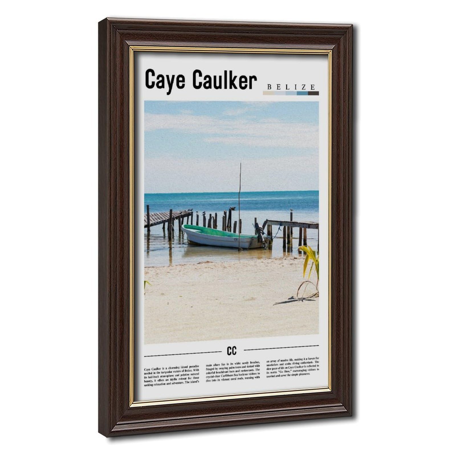Wcyb Mokume Gane Frame Caye Caulker Belize District Belize Scenery Travel Posters Prints Canvas Deco Paintings Wall Art Hangable Frame 16" L X 24" W