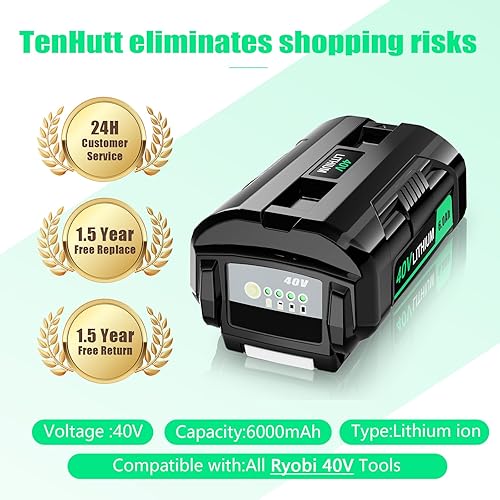Miniatura 4 de TenHutt Actualización Batería de repuesto de 6.0Ah 40V para Ryobi 40V batería OP4060 para Ryobi 40 V herramienta inalámbrica batería de iones de