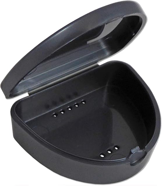 Slim Orthodontic Dental Case - Colour & Glitter Choices for Retainers, Bleaching Trays, Dentures & More (Grey)