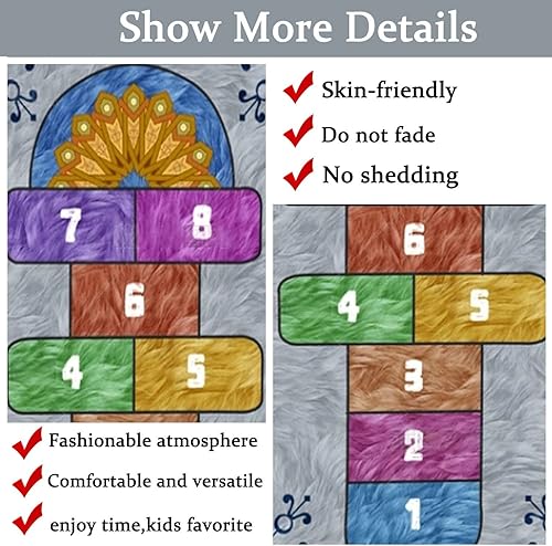 Miniatura 5 de KEBEXXY Hopscotch - Alfombra de juego para niños para sala de juegos divertida alfombra educativa y alfombras de área alfombra antideslizante para