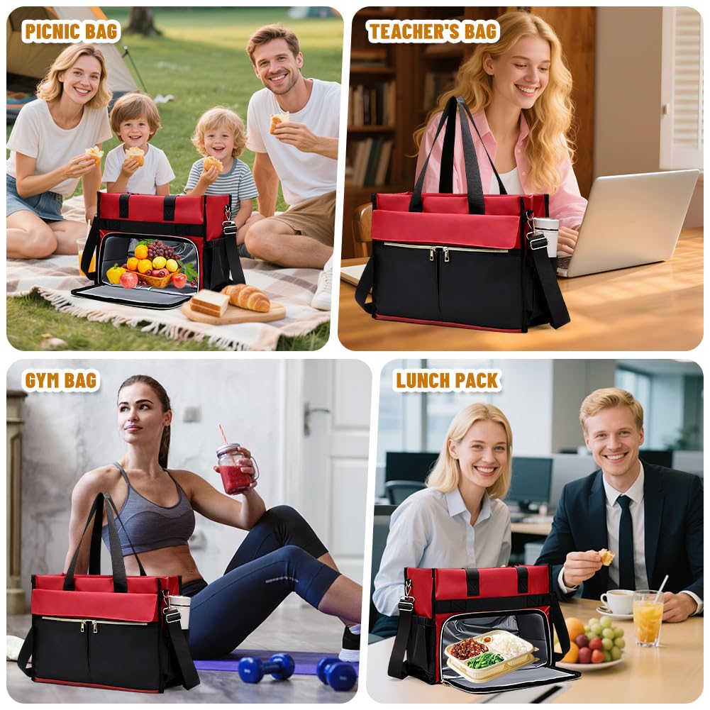 Newou Torba na lunch dla kobiet, torba na laptopa 15,6", z izolowanym przedziałem na lunch, torba biznesowa 2 w 1 z kieszenią chłodzącą, wodoodporna torba do pracy, do biura, szkoły