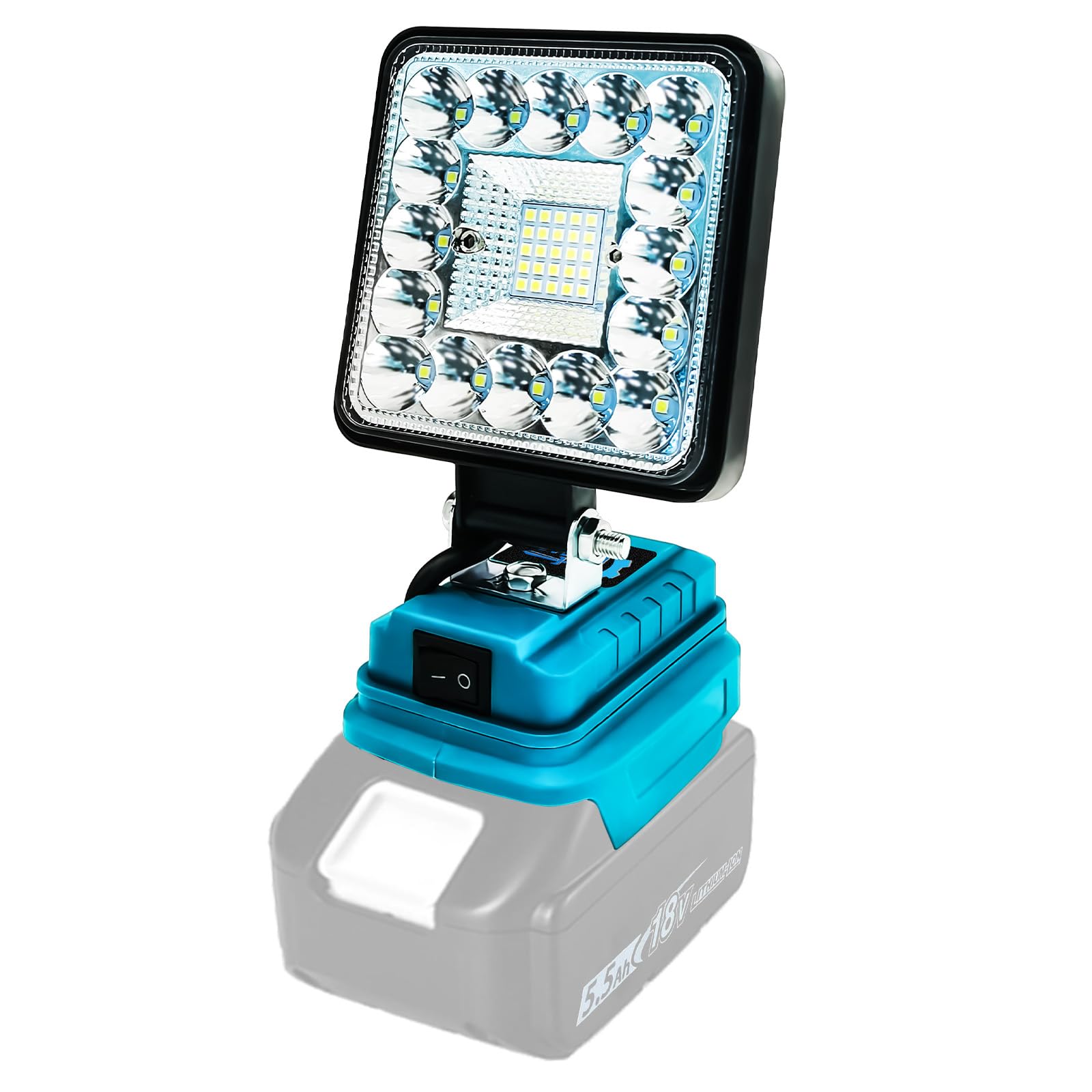 Akku Lampe Für Makita 18V, 48W 3800LM Led Arbeitsleuchte, Led Strahler Tragbares Flutlichter Baustellen Lampe,Akku Scheinwerfer mit 2 USB Für Camping, Autoreparaturen, Notfall（Ohne Akku）