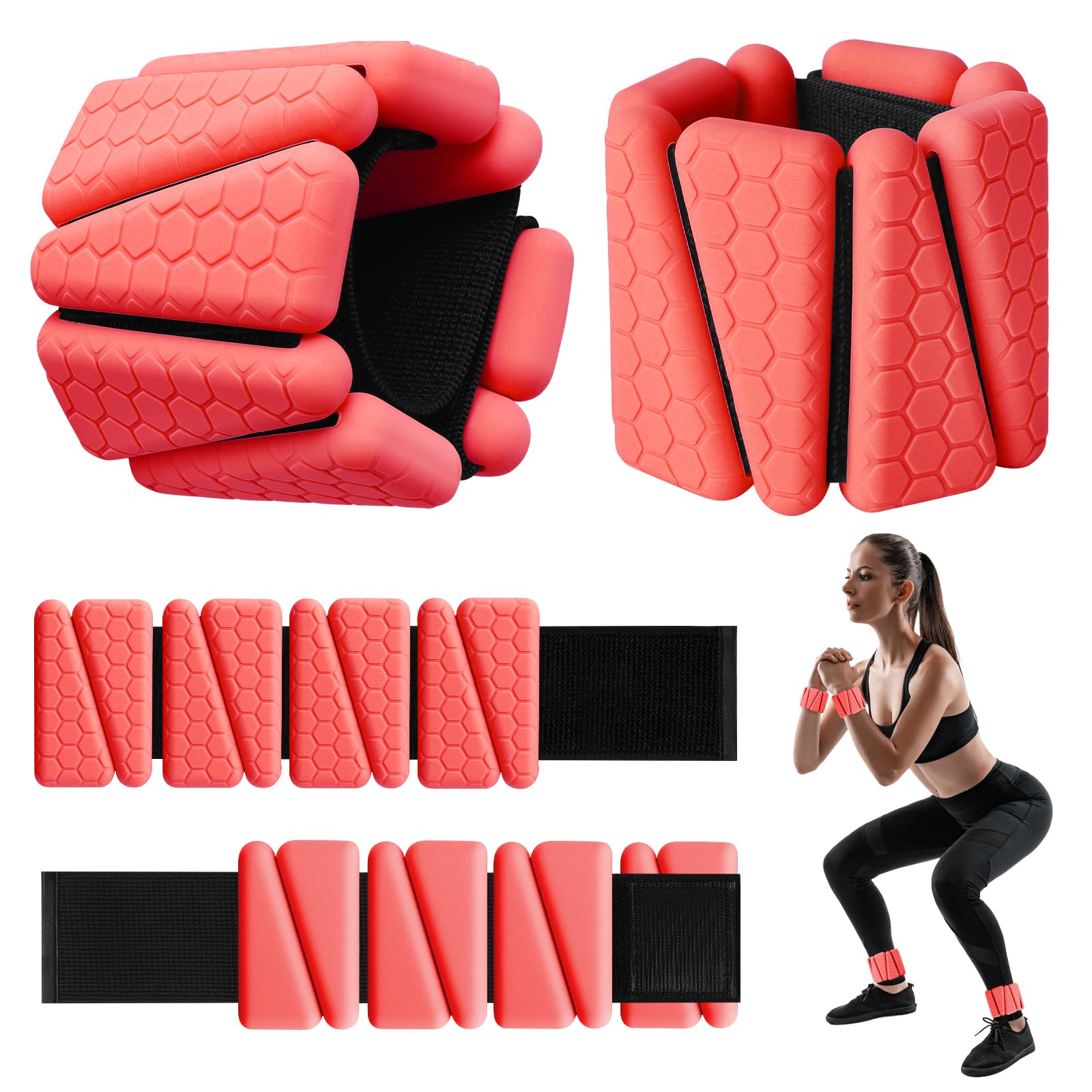 Wrist Weights, 2Pack Adjustable Silicone Weighted Bangles for Women and Men, Wearable Wrist Ankle Weights Suitable for Yoga, Walking and Gym, Arm & Leg Workout, 2lb