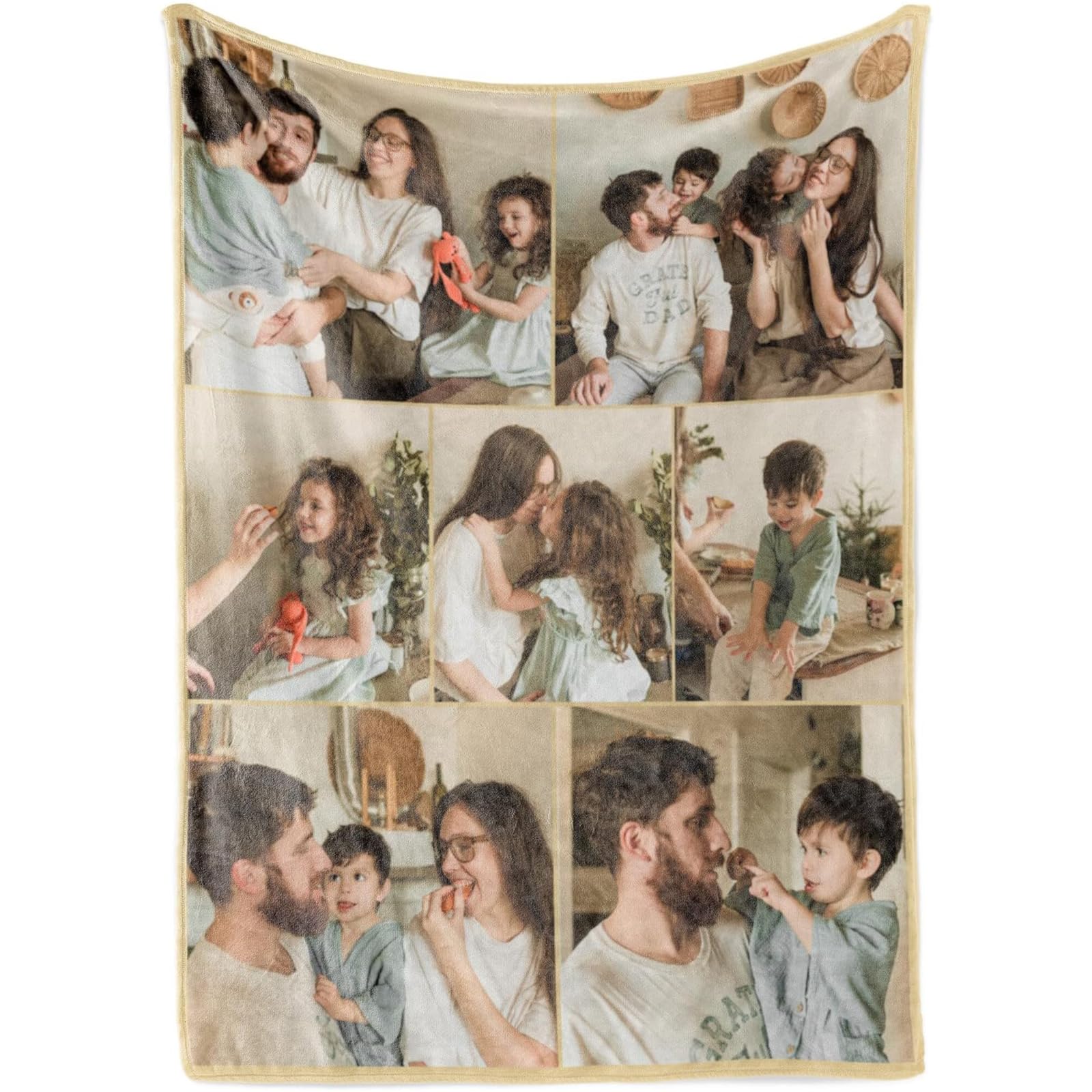 iDIY Personalised Blanket with Photo and Text - Ships Next Day - Customisable Blanket Photo Throw - Customised Gifts for Family and Couples - 7 Photos