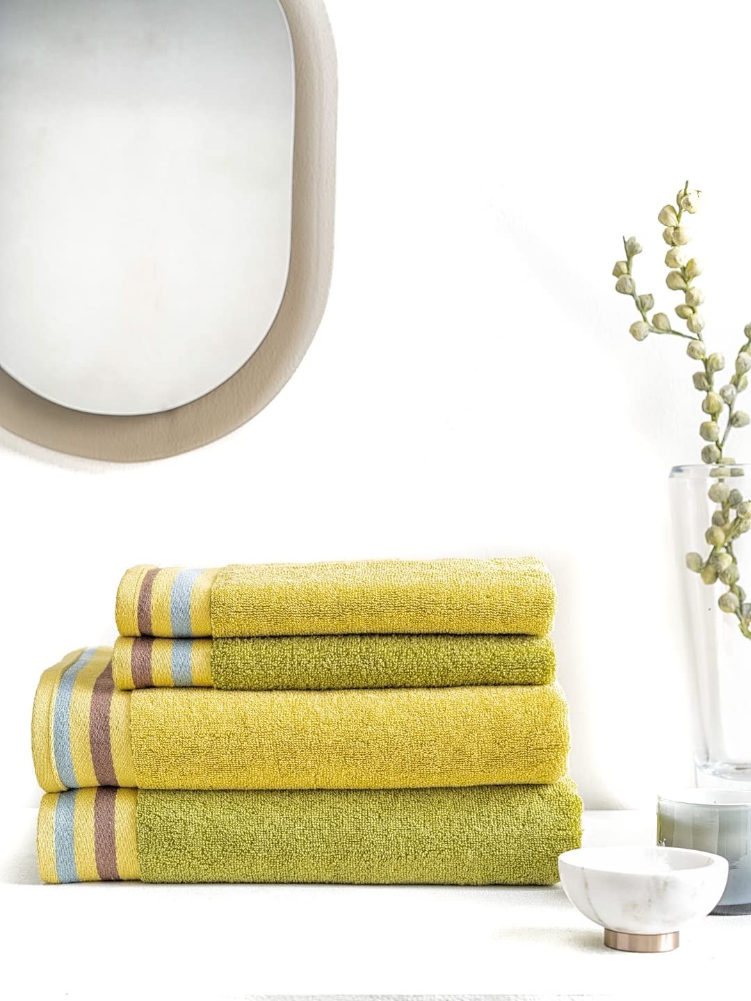 DDECOR - 500 GSM, Pack of 2 Bath Towels and 2 Hand Towels Set for Gifting, Multi-image-1