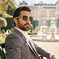 Vista 9 de AI Smart Glasses with Chat GPT, AI Translation Glasses with 164 Language, Classic Aviator Sunglasses with Voice Assistant/AI Calling, IP65