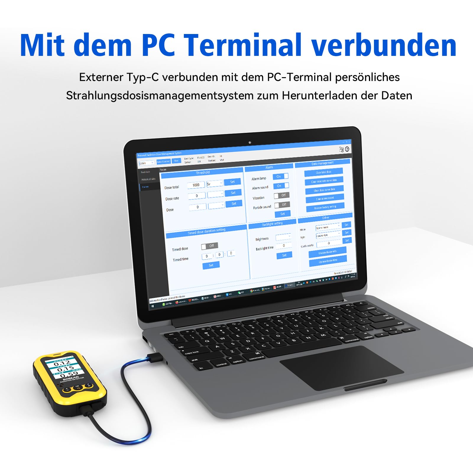 Geigerzähler FS5000 Strahlendetektor Nukleare Strahlungsmesser mit PC Software Beta Gamma Röntgen