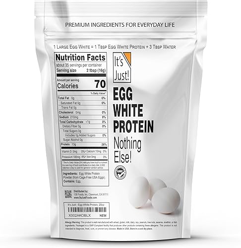 Miniatura 13 de It's Just! - Polvo de proteína de clara de huevo, fabricado en Estados Unidos a partir de huevos sin jaula, claras de huevo secas