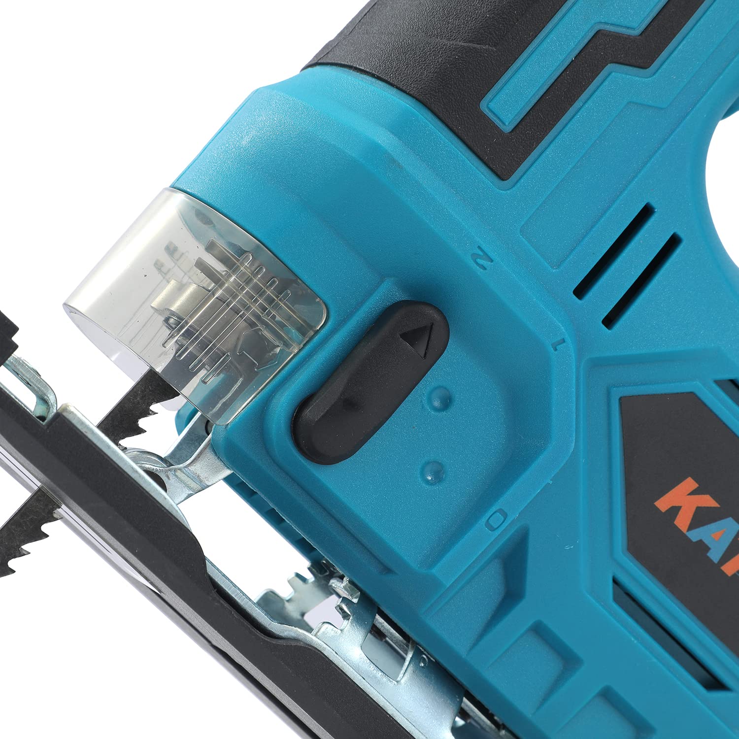 KATSU FIT-BAT 21V Scie Sauteuse sans Fil Brushless, 26mm Longueur de Course, 0-3500SPM, Coupe en Biseau ± 45°, Vitesse Variable, 4 Lames, sans Batterie 102754