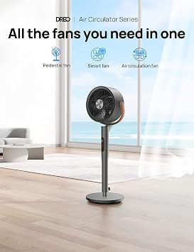 Dreo Pedestal Fan with Remote, PolyFan 513S, 43'' Quiet Standing Fan for Home Bedroom & Tower Fan 42 Inch Pilot Max, 2023 Upgraded Smart Fans for home