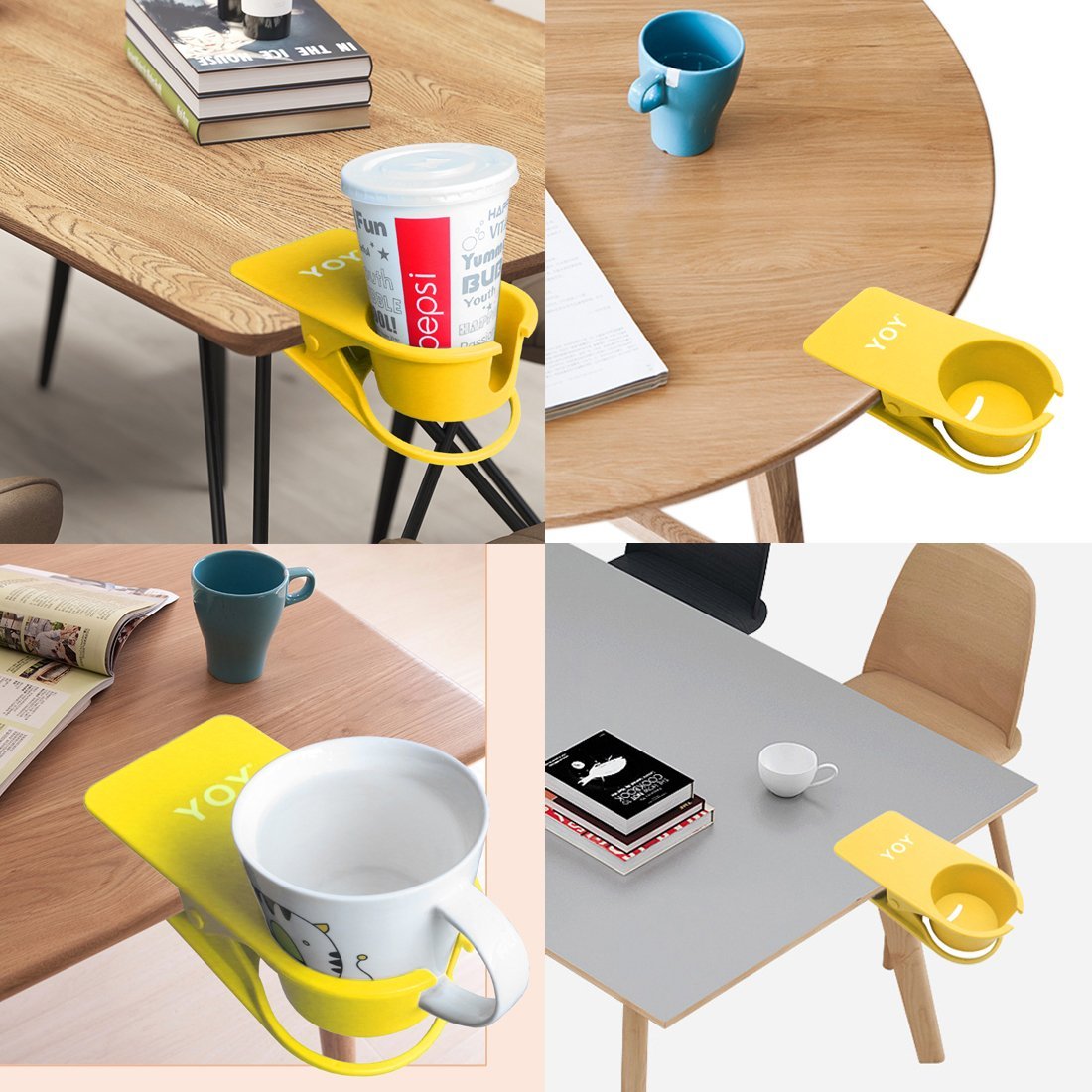 Lot De 2 Porte-Gobelets Clip Bureau – Support Tasse Stable Pour Table Et Bureau