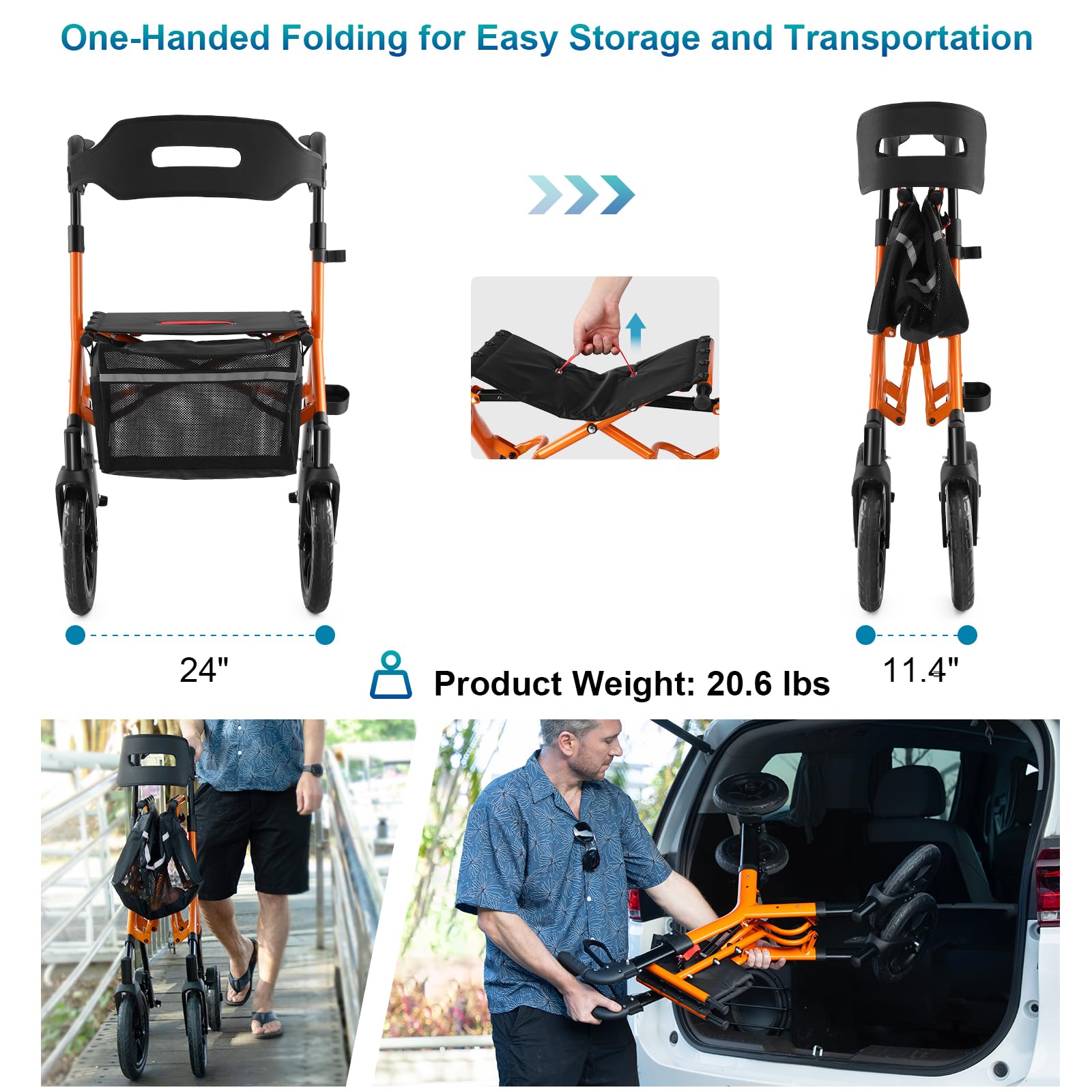 MAXWALK Walkers for Seniors with Seat, Tall Rollator Walker, Foldable — Amazon image 9