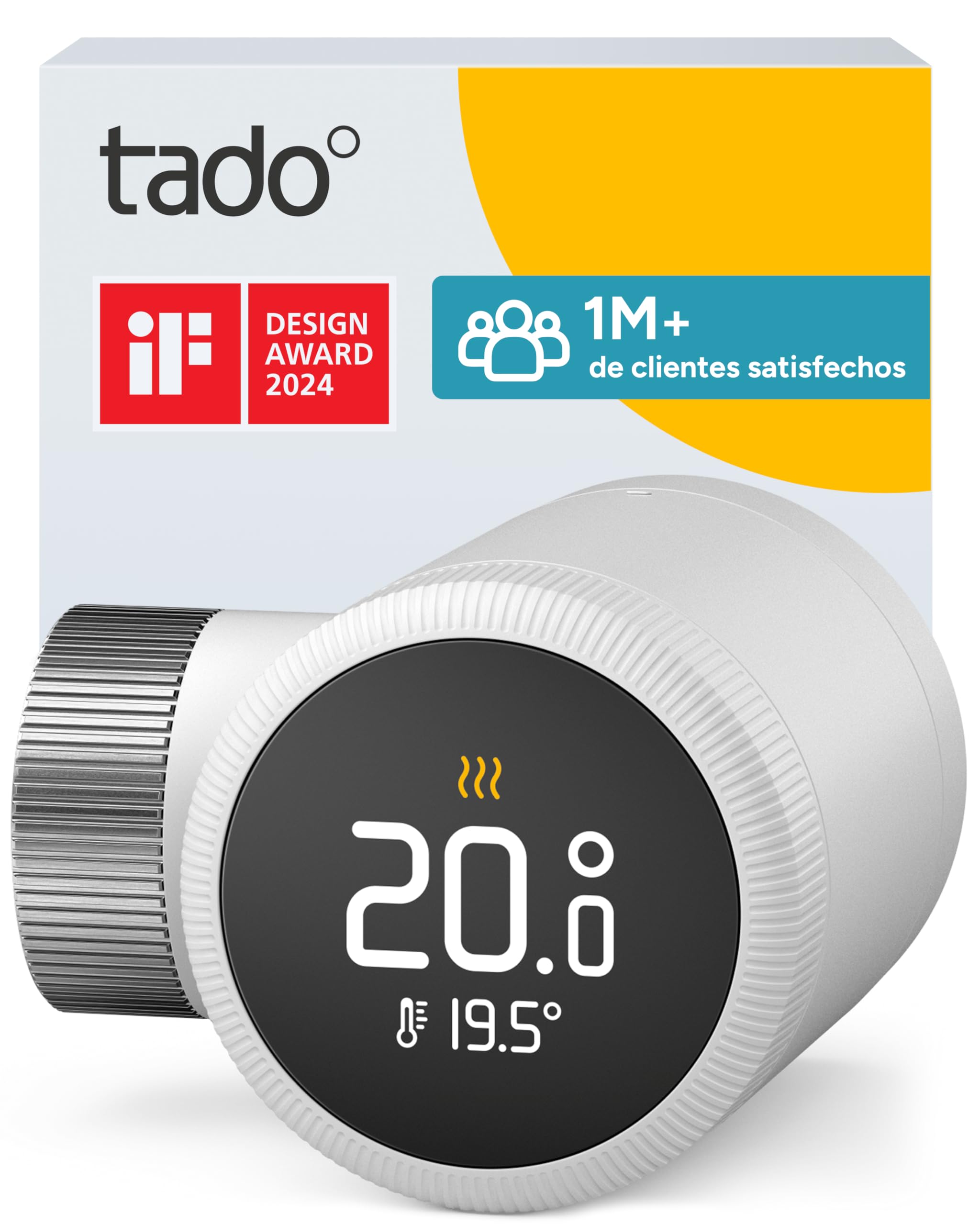 tado° Termostato de radiador inteligente X, con aplicación y altavoz inteligente (Alexa, Siri, Google Assistant), ahorra energía y costes, instalación sencilla