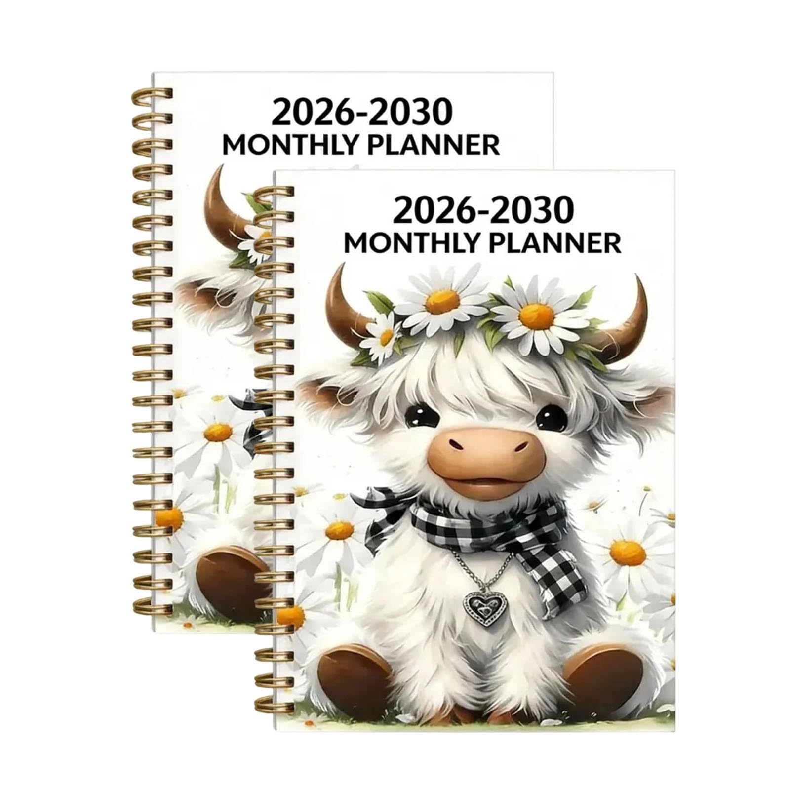 5 Year Monthly Planner 2026-2030, Highland Cow Calendar 2027，2PC