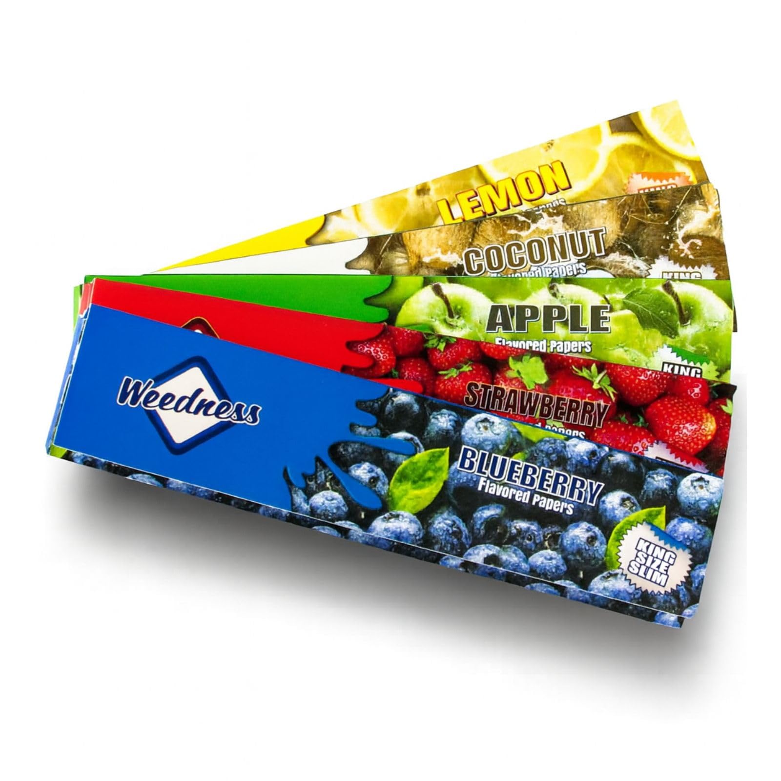 Flavoured Long Papers 5 Booklets Mixed - King Size Coloured Papers Long Papers Rolling Blunt Smoking Papers