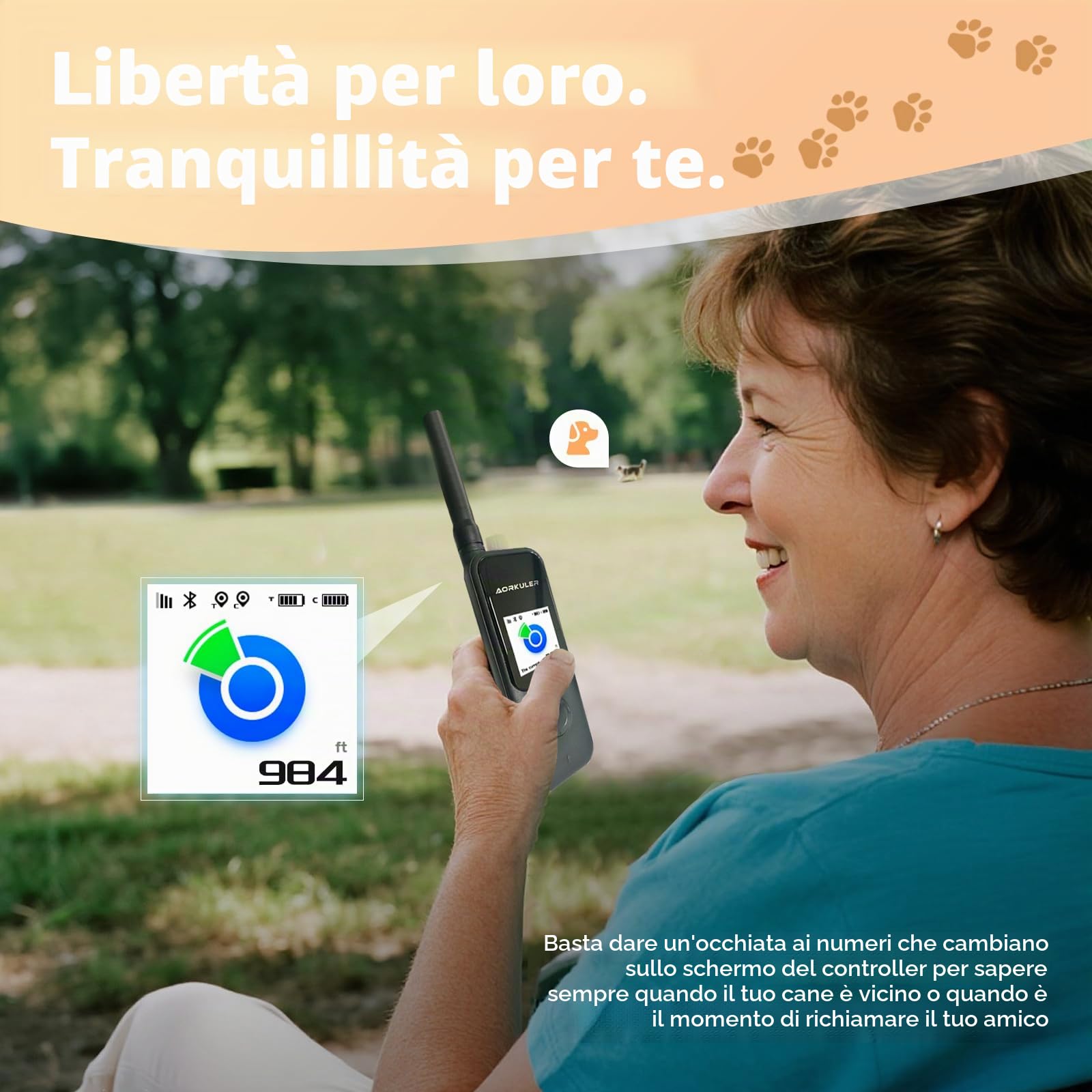 Aorkuler Localizzatore GPS per cani da esterno per aree senza segnale, localizzatore per animali domestici, localizzatore per animali domestici, monitoraggio in tempo reale per escursioni, passeggiate