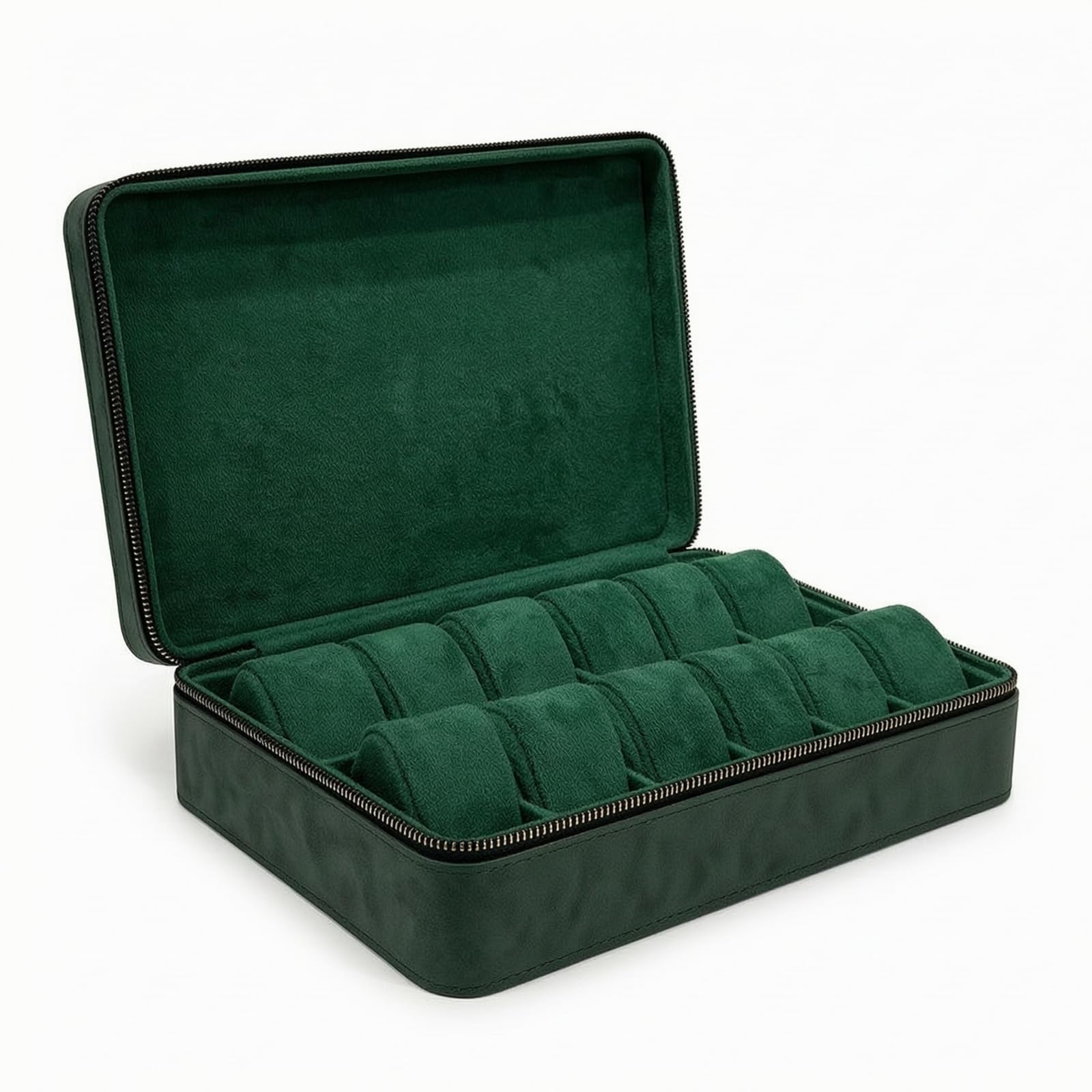 Milageto Estuche para Relojes con Cremallera, Verde