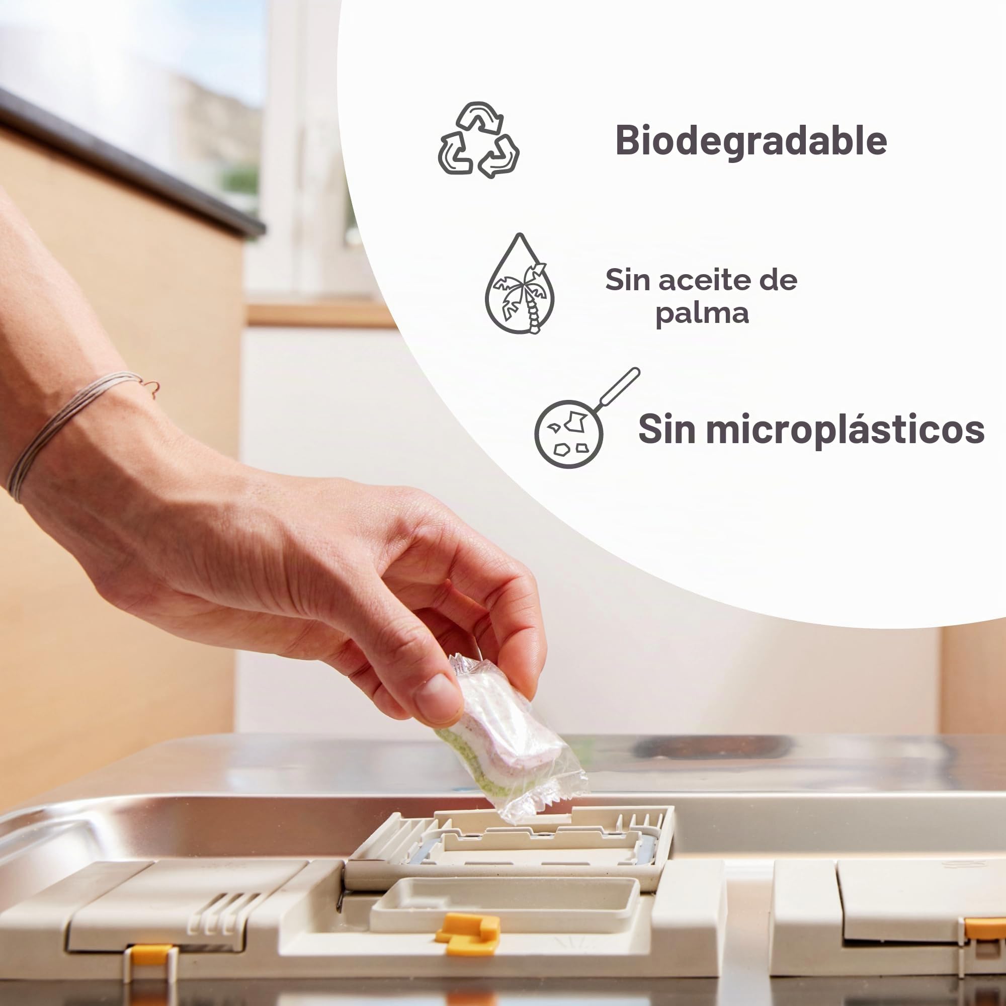 claro Pastillas lavavajillas Todo en 1, 90 unidades, sin fosfatos | Veganas, con función sal y abrillantador, protección del cristal, film hidrosoluble y acción contra grasa, café y té.