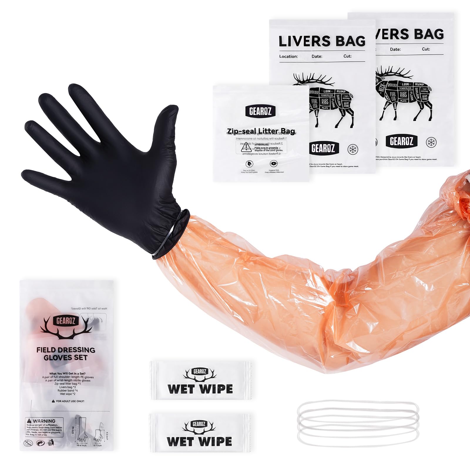 GearOZ Field Dressing Gloves Set for Deer Gutting Cleaning Disposable