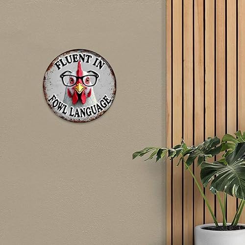 Miniatura 3 de Letrero de metal rústico con diseño de vasos de pollo, estilo vintage, rústico, de aluminio, redondo, de 8 pulgadas, para interiores y exteriores,