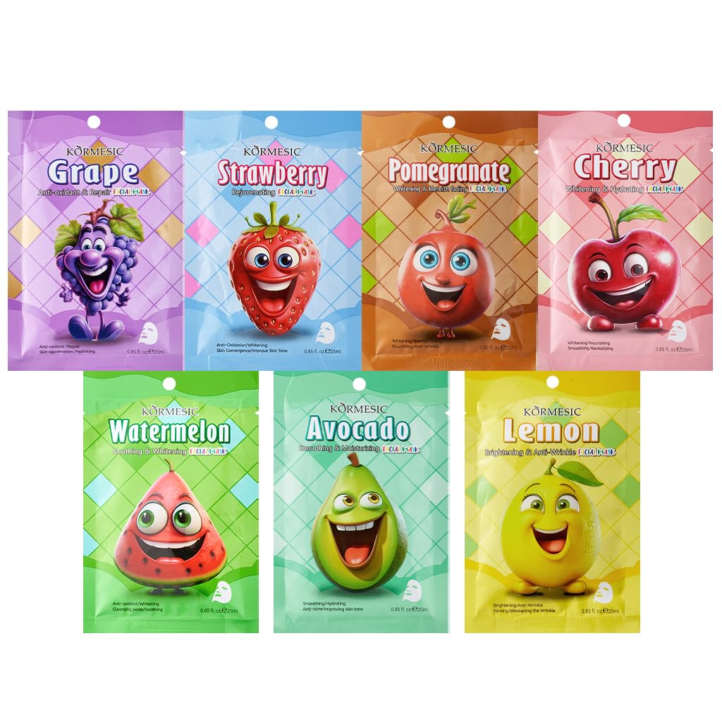 Sponsored Ad – Face Mask Set Face Masks Skincare, 7PCS Fruit Sheet Mask Skincare Set for Daily Care Face Sheet Mask, Hydrate,Moisturize, Soothe, masks beauty face mask set, Hydrating & Soothing Face Mask