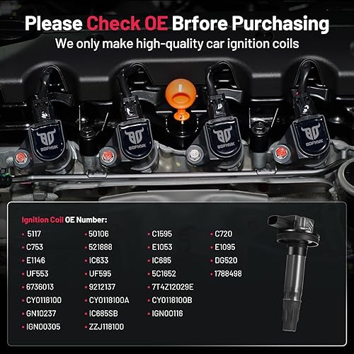 Vista 57 de BDFHYK Paquete de bobinas de encendido UF596 y bujías de iridio 93501 compatibles con Toyota Corolla 2009 2010 2011 2012 2013 Toyota Prius Matrix