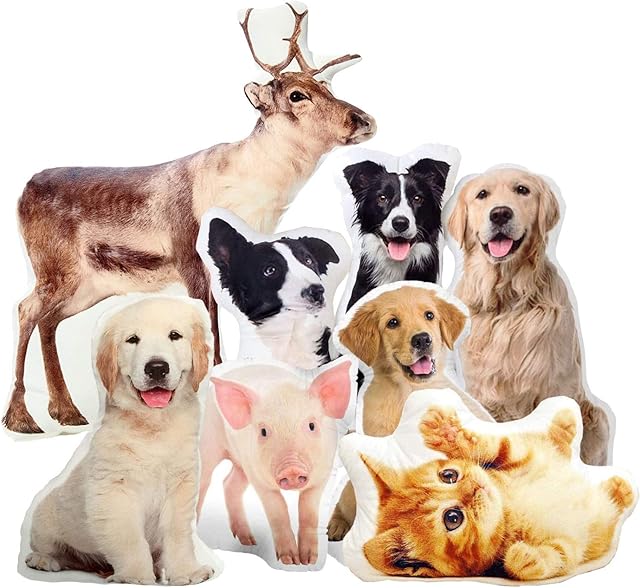 Ferocity Personalised 3D Cushion Pet dog cat pillow Gift with your Photo and text (50 x 35 cm) Print Image Gift for any Occasion (with filling) 3D Animal Pillow [091]