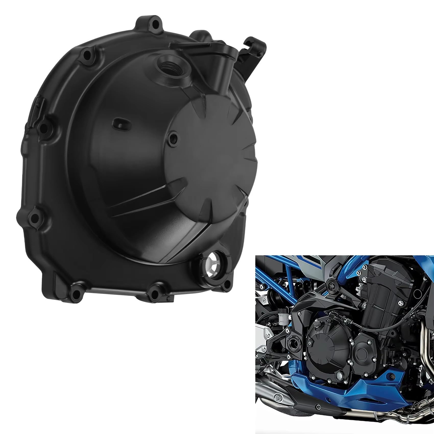 Kurbelgehäuse Motordeckel Kompatibel Mit Kawasaki Für Z900 2017 2018 2019 2020 2021 2022 2023 2024 2025, Motorrad-Kupplungsabdeckung Aus Schwarzem Aluminium