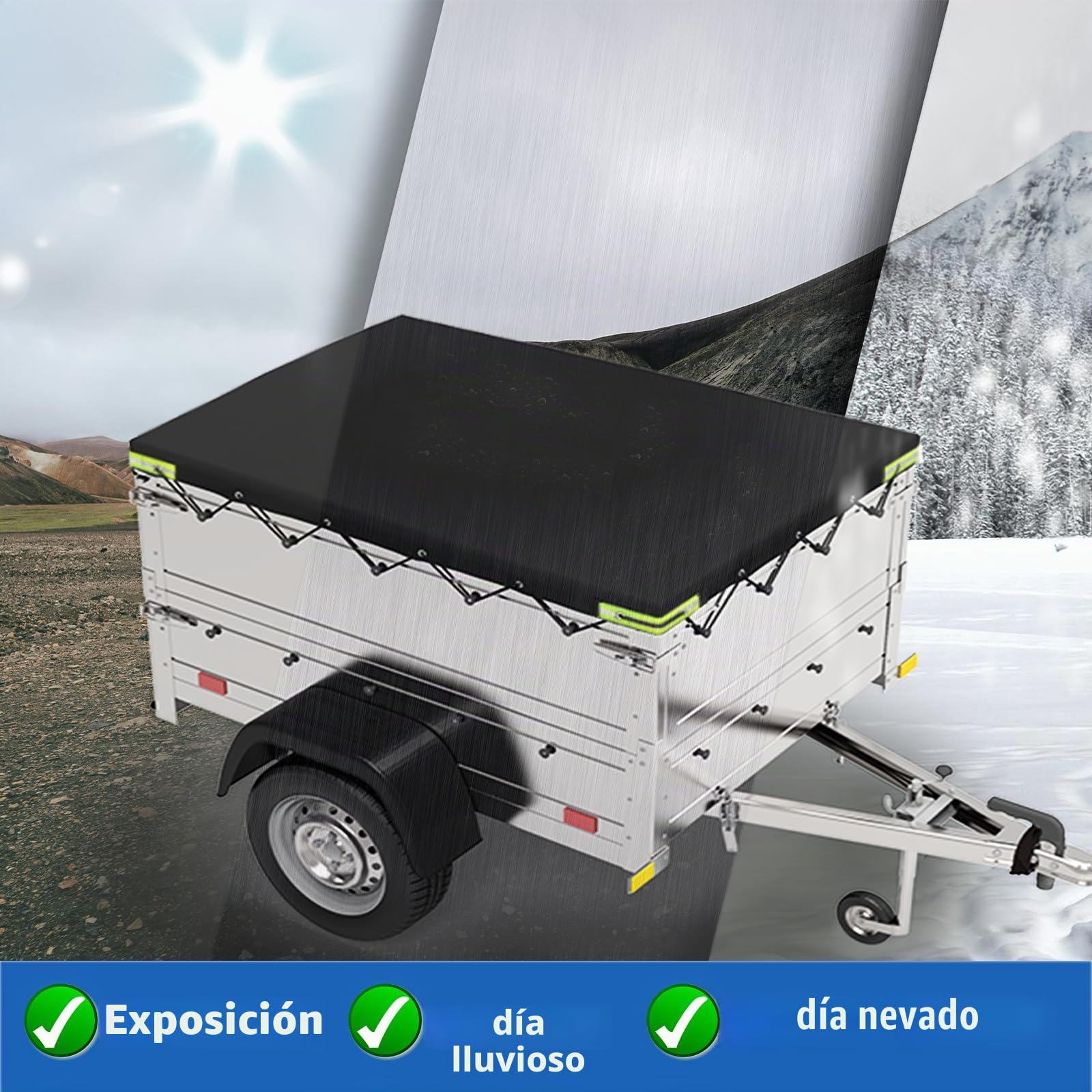 Lona para remolque de 258 x 136 x 10 cm, lona plana para remolque, de PVC, material reforzado, impermeable y resistente a desgarros, ideal para Stema Böckmann 750 kg de cobertura de automóviles y más