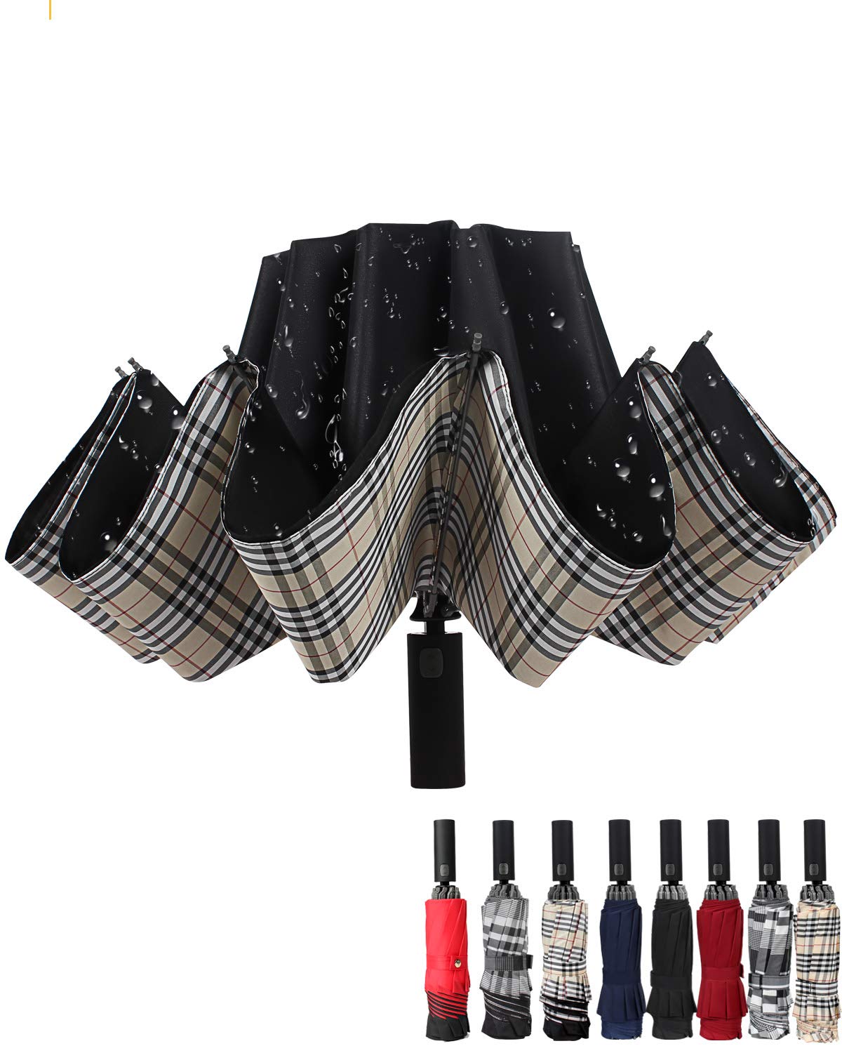 Sponsored Ad - Windproof Travel Umbrella Double Layer Compact Inverted Umbrella Automatic open and close Folding Reverse U...