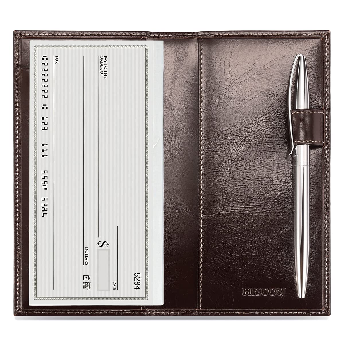 HISCOW Supple Leather Checkbook Cover with Free Divider - Italian Calfskin