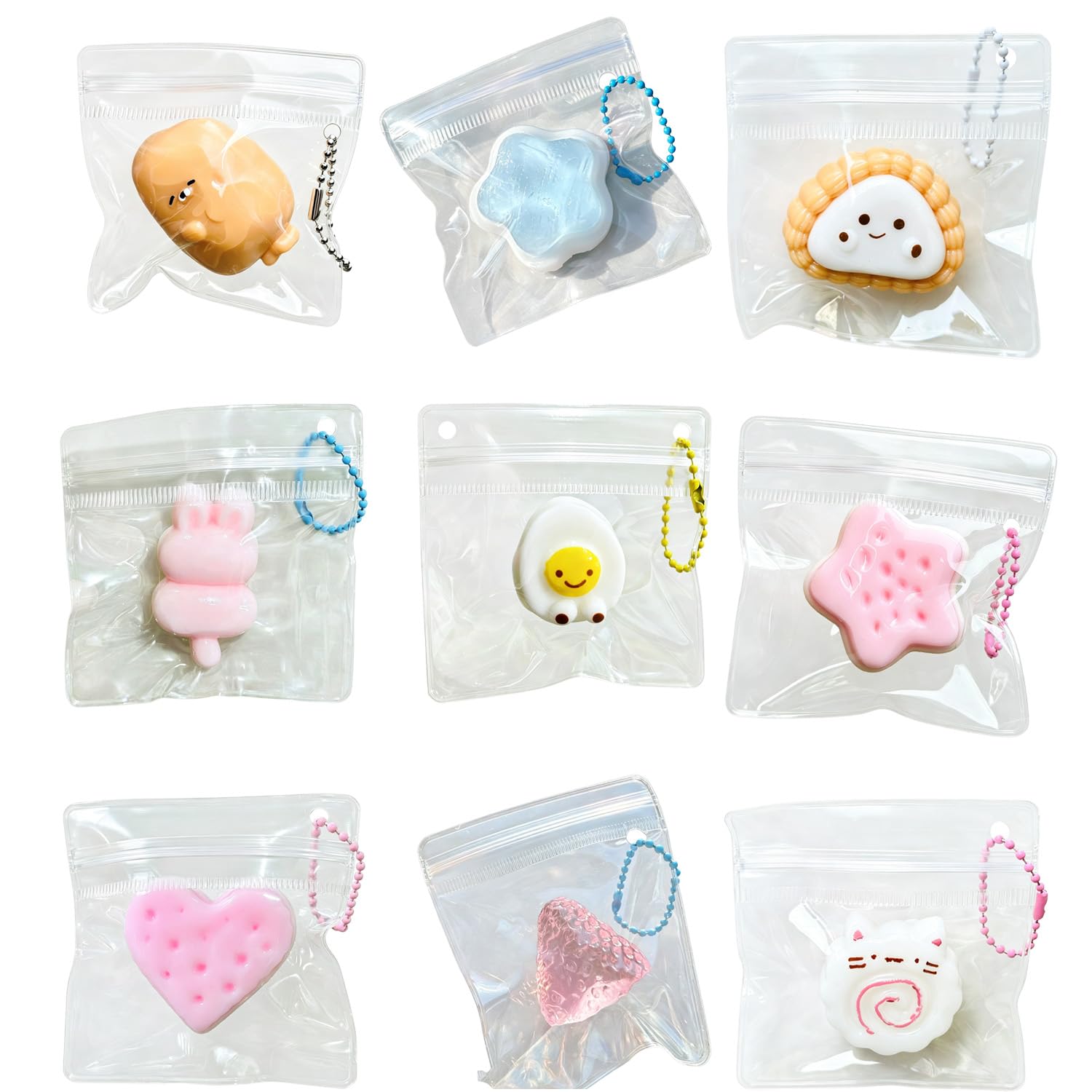Amazon | ミニ スクイーズ キーホルダー 食べ物系 9個セット