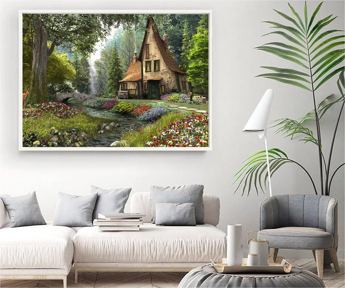 VERRE ART Printed Framed Canvas Painting for Home Decor Office Wall Studio Wall Living Room Decoration (34x22inch White Floater) - Toadstool Cottage