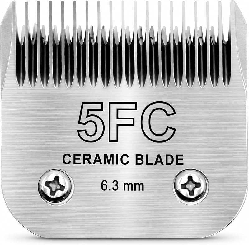 5FC Ceramic Detachable Clipper Blade, 1/4" (6.3mm) Finish Cut Replacement Blade, Stay Cool Technology, Compatible with Andis, Wahl, Oster A5 Style Professional Clippers