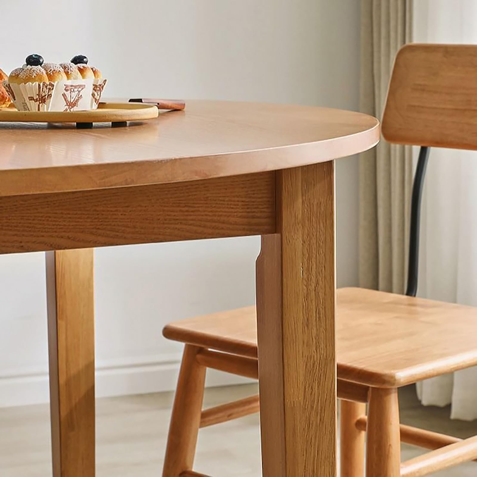 Tavolo da pranzo espandibile in legno di gomma, rotondo a ovale, 2-8 posti a sedere in legno massello moderno della metà del secolo, tavolo da cucina per sala da pranzo, soluzione creativa salvaspazio