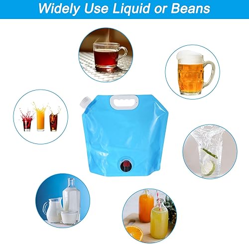 Miniatura 6 de PATIKIL Bolsa de agua plegable de 1.3 galones con espita, jarra de almacenamiento de polietileno, bolsa de agua plegable para camping, senderismo,