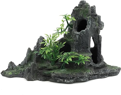 JIHAQUA Decoración de acuario grande para acuario, paisaje de cueva de roca, vista artificial de montaña, decoración de pecera de piedra (colina B)