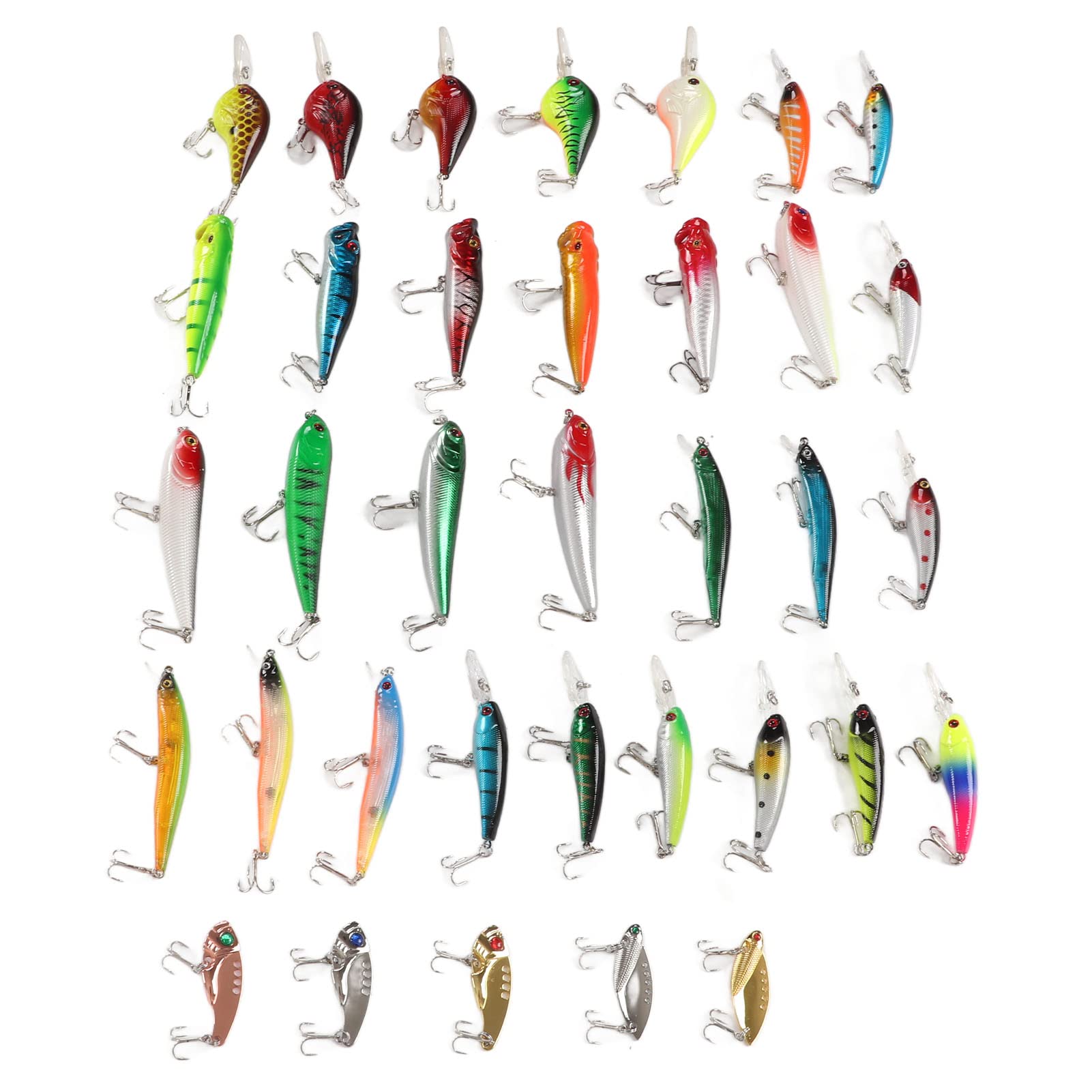 35 Stücke Simulation Harten Köder Gemischte Minnow Angelköder Kit Minnow Köder für Süßwasser Salzwasser Bootsangeln